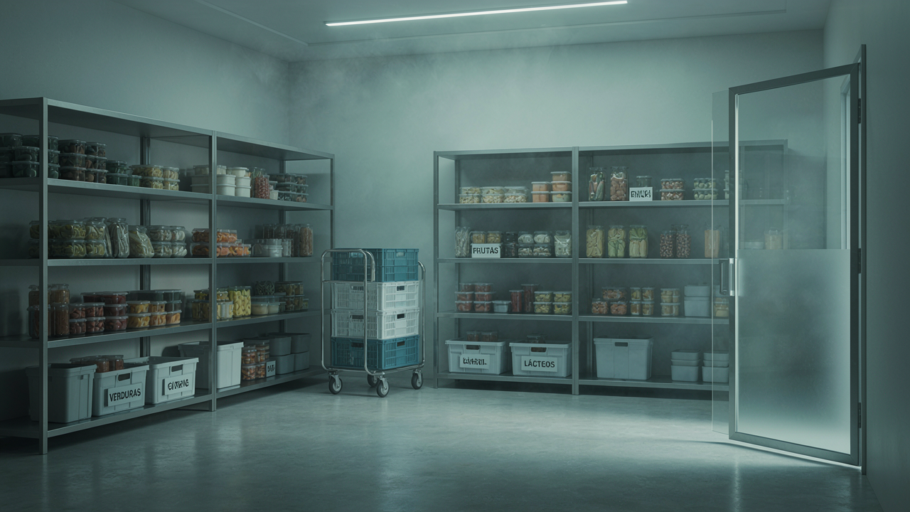 Cámara de refrigeración con paneles aislados y unidad condensadora instalada por Ingeniería RIE